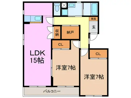 Y・E・S SPAZIO(2LDK/2階)の間取り写真