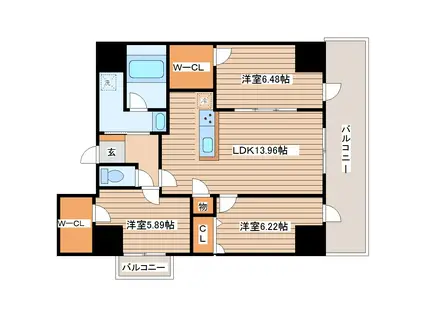 アルティザ仙台花京院(3LDK/11階)の間取り写真