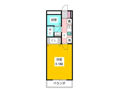 スカイハイツ(1K/3階)の間取り写真