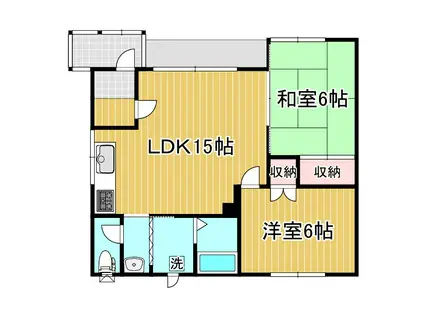 米町パークサイド(2LDK/1階)の間取り写真