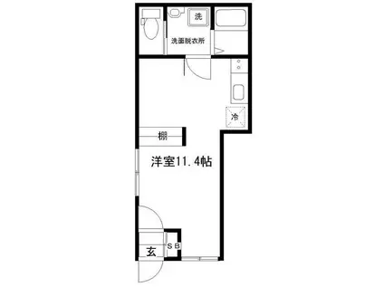 ポミエ富沢西(ワンルーム/1階)の間取り写真