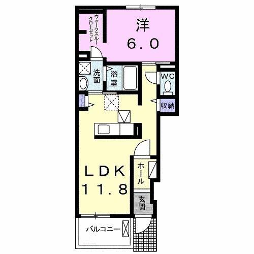 ドリーム坂本I(1LDK/1階)の間取り写真
