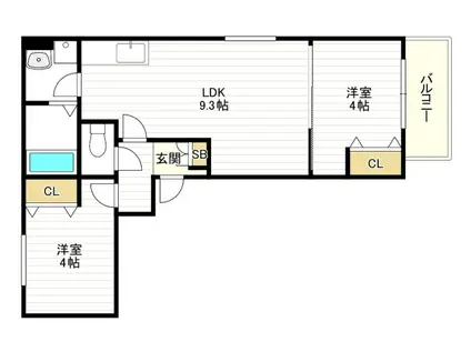 GRAND AREA(2LDK/1階)の間取り写真