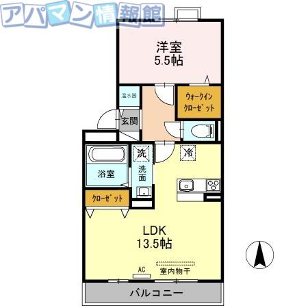 エクレール カメリア(1LDK/3階)の間取り写真