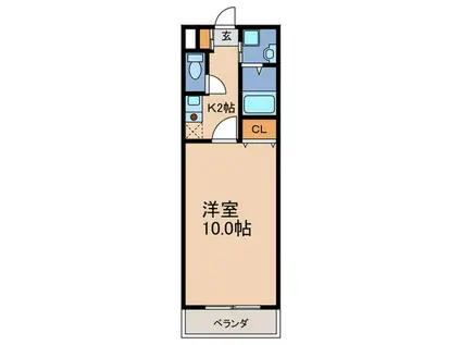 ヴァンベール新開(1K/3階)の間取り写真