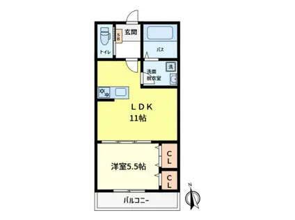 ヴェルドミールC(1LDK/1階)の間取り写真