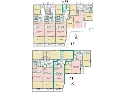 ロワジール西ヶ原(2LDK/2階)の間取り写真