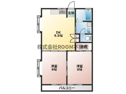 コーポアンジェラス(2DK/2階)の間取り写真