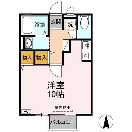 フォンテーヌ アイ(ワンルーム/2階)の間取り写真