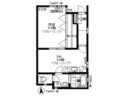 ゾンターク恵比寿(1DK/1階)の間取り写真