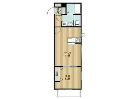 キャメル武蔵藤沢3(1LDK/2階)の間取り写真