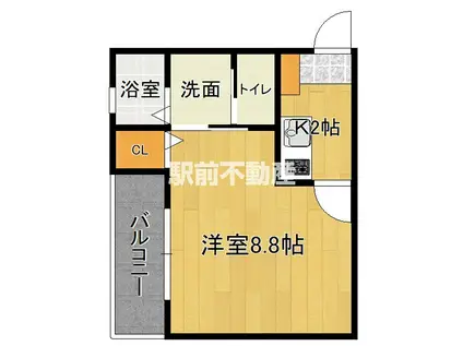 グレイスコート周船寺北(1K/3階)の間取り写真