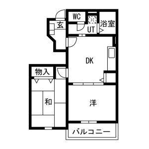 ボーシャルダンC(2DK/1階)の間取り写真