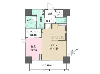 サクラティアラ新梅田(1LDK/10階)の間取り写真