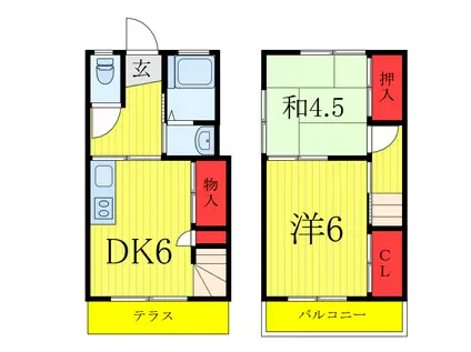 安田メゾネット(2DK/1階)の間取り写真