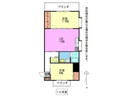 RINT5(2LDK/7階)の間取り写真