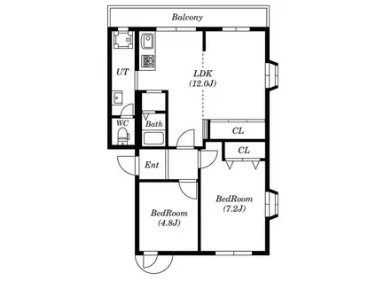 木津山ハウス(2LDK/1階)の間取り写真