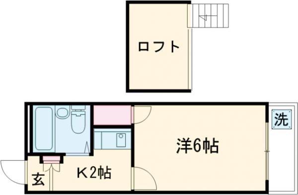 大和高田第19マンション(1K/2階)の間取り写真