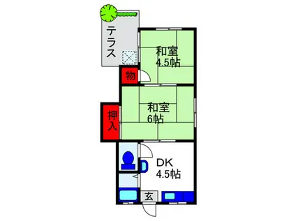 ハイツ中村(2DK/1階)の間取り写真