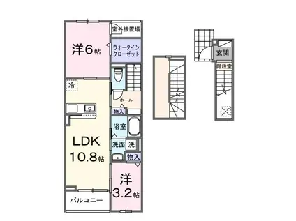 サニープレイス 古町(2LDK/3階)の間取り写真