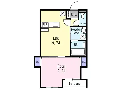 エバーライフ加古川(1LDK/3階)の間取り写真