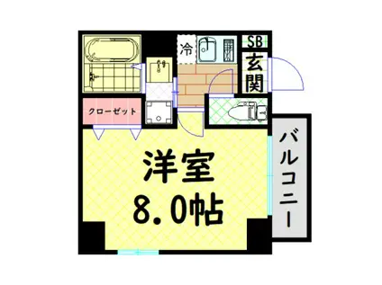 クリスタルグランツ難波(1K/4階)の間取り写真