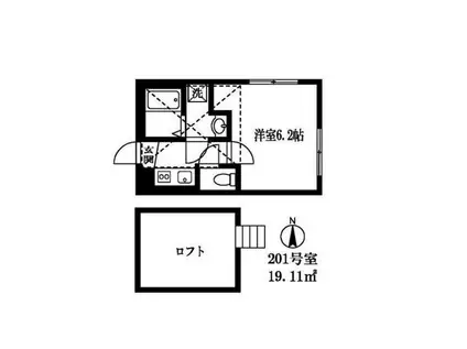 ブリーズ学芸大(1K/2階)の間取り写真