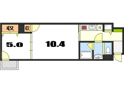 LUXES大手町(2K/3階)の間取り写真