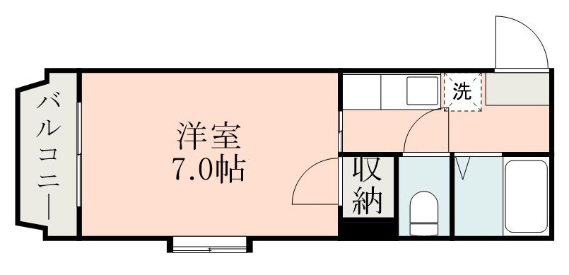 レインボー鴨池(1K/3階)の間取り写真