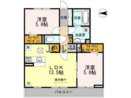 D-ROOM・SKII(2LDK/1階)の間取り写真