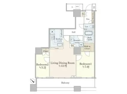 THE TOKYO TOWERS SEA TOWER(2LDK/23階)の間取り写真