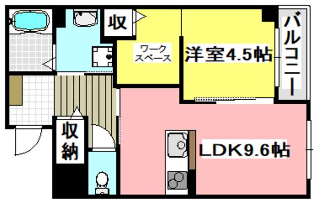 ブランキューブ南摂津(1LDK/2階)の間取り写真