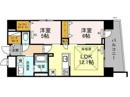 IBC RESIDENCE ウエスト(2LDK/8階)の間取り写真