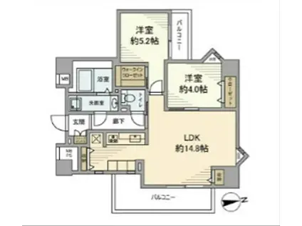 朝日ラ・パリオ等々力台(2LDK/6階)の間取り写真