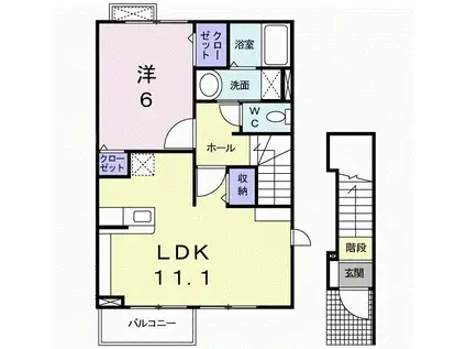 アニメート(1LDK/2階)の間取り写真