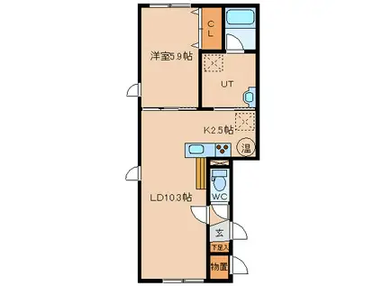 SEEDIV(1LDK/1階)の間取り写真