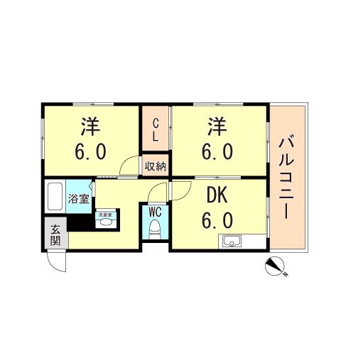 昭郷ツインハイツAB(2DK/1階)の間取り写真