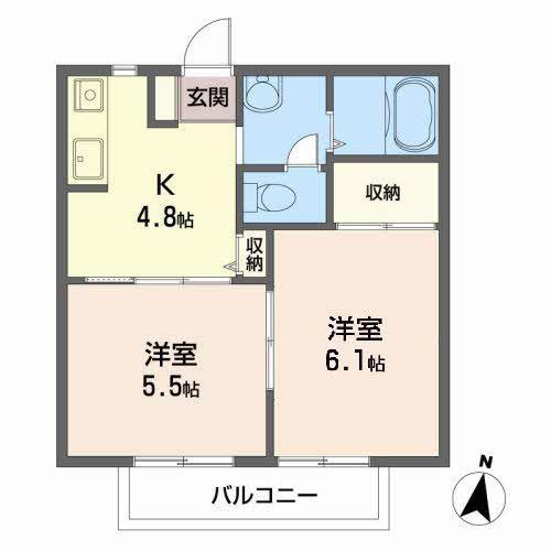 パークヴィラ(2K/2階)の間取り写真