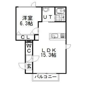 シェーン(1LDK/3階)の間取り写真