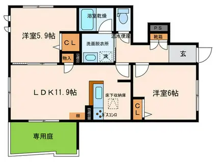 トキワウィン(2LDK/1階)の間取り写真