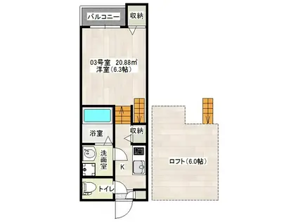 リエート諸岡(1K/1階)の間取り写真