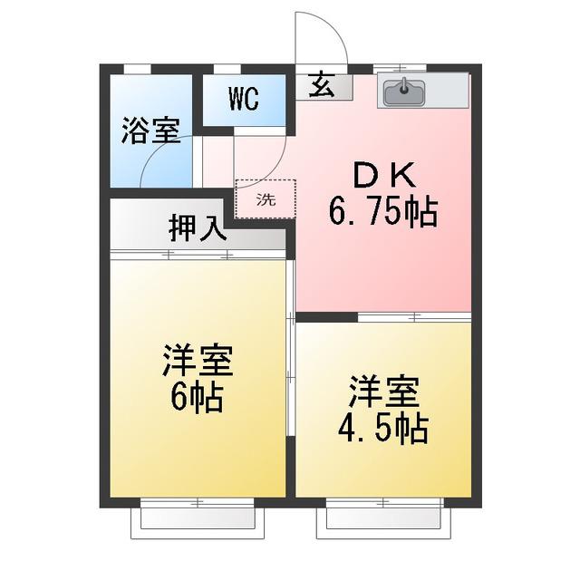 北鎌倉グリーンハイツ(2DK/2階)の間取り写真