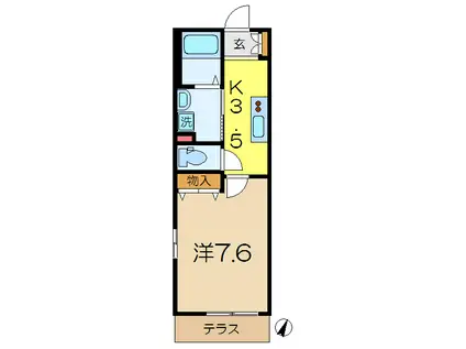 ル・ポール上大岡(1K/1階)の間取り写真