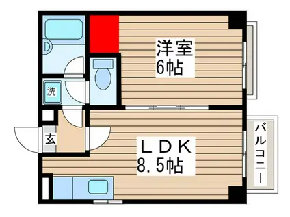 ルシエール立川 S棟(1LDK/3階)の間取り写真