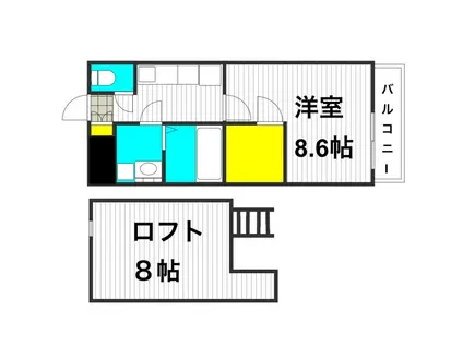 フジパレスフジマサ(1K/2階)の間取り写真