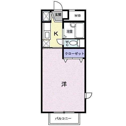 パークサイド素川(1K/2階)の間取り写真