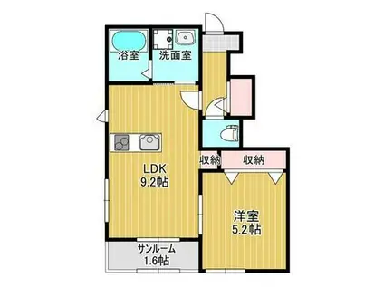 ＪＲ東北本線 郡山駅(福島) バス乗車時間：26分 最寄りバス停で下車 徒歩2分 2階建 築2年(1LDK/1階)の間取り写真