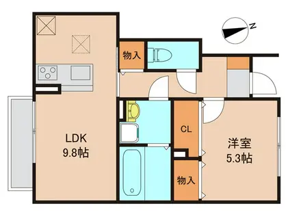 アロマレジデンス松ヶ丘(1LDK/1階)の間取り写真