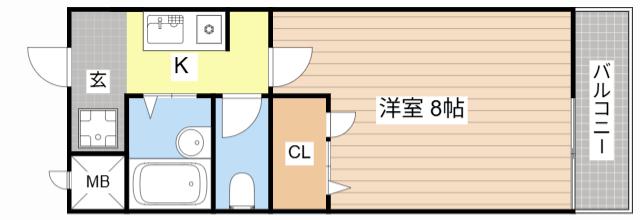プロスパ(1K/2階)の間取り写真