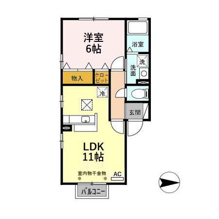 シャルマン東海(1LDK/1階)の間取り写真